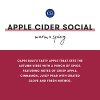 Apple Cider Social Glimmer Mini Tin Candle with warm spicy scent featuring apple, pear, cinnamon, clove, and nutmeg