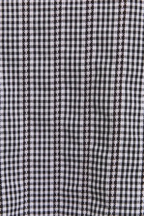 Black and white checkered fabric of round neck sleeveless side tie gingham top