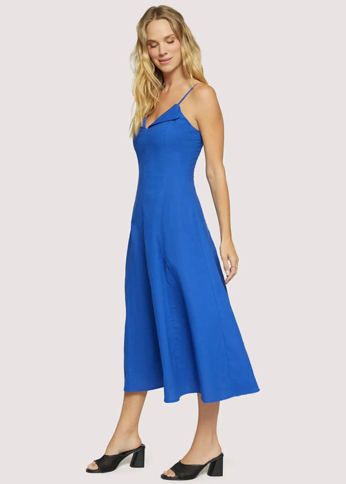 Blue LOST+WANDER Coastal Tide Midi Dress showcasing elegant tide midi design