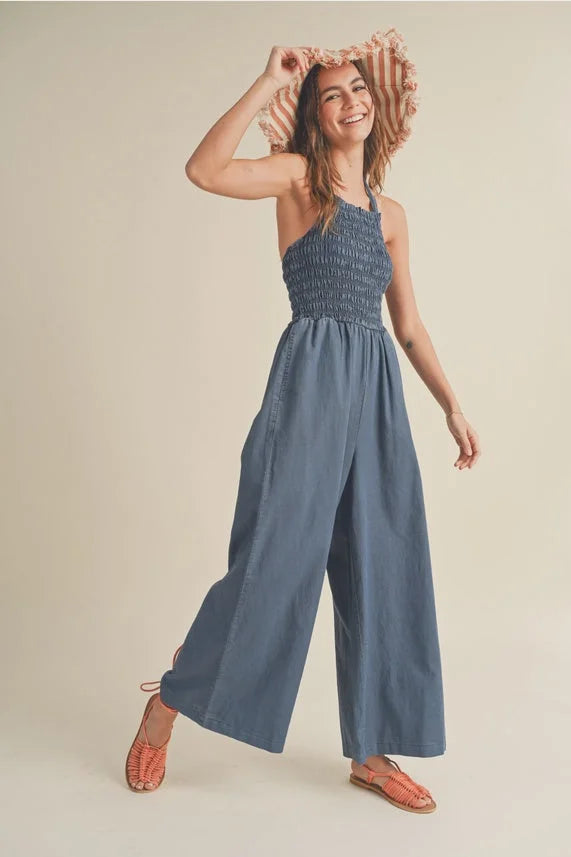 Smocked Halter Neck Jumpsuit main image 0
