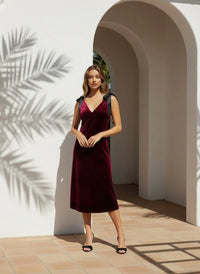 Lost + Wander Adorned Virtue Velvet Midi Dress with Ruffles