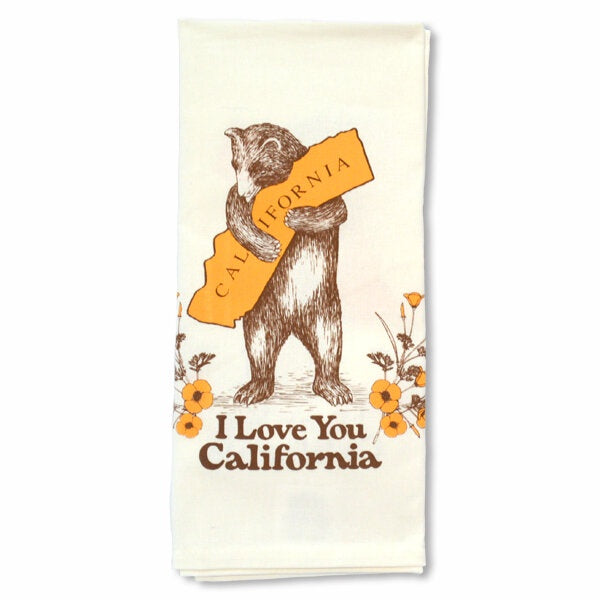 CALIFORNIA BEAR & POPPY COTTON TEA TOWEL - TEA TOWEL