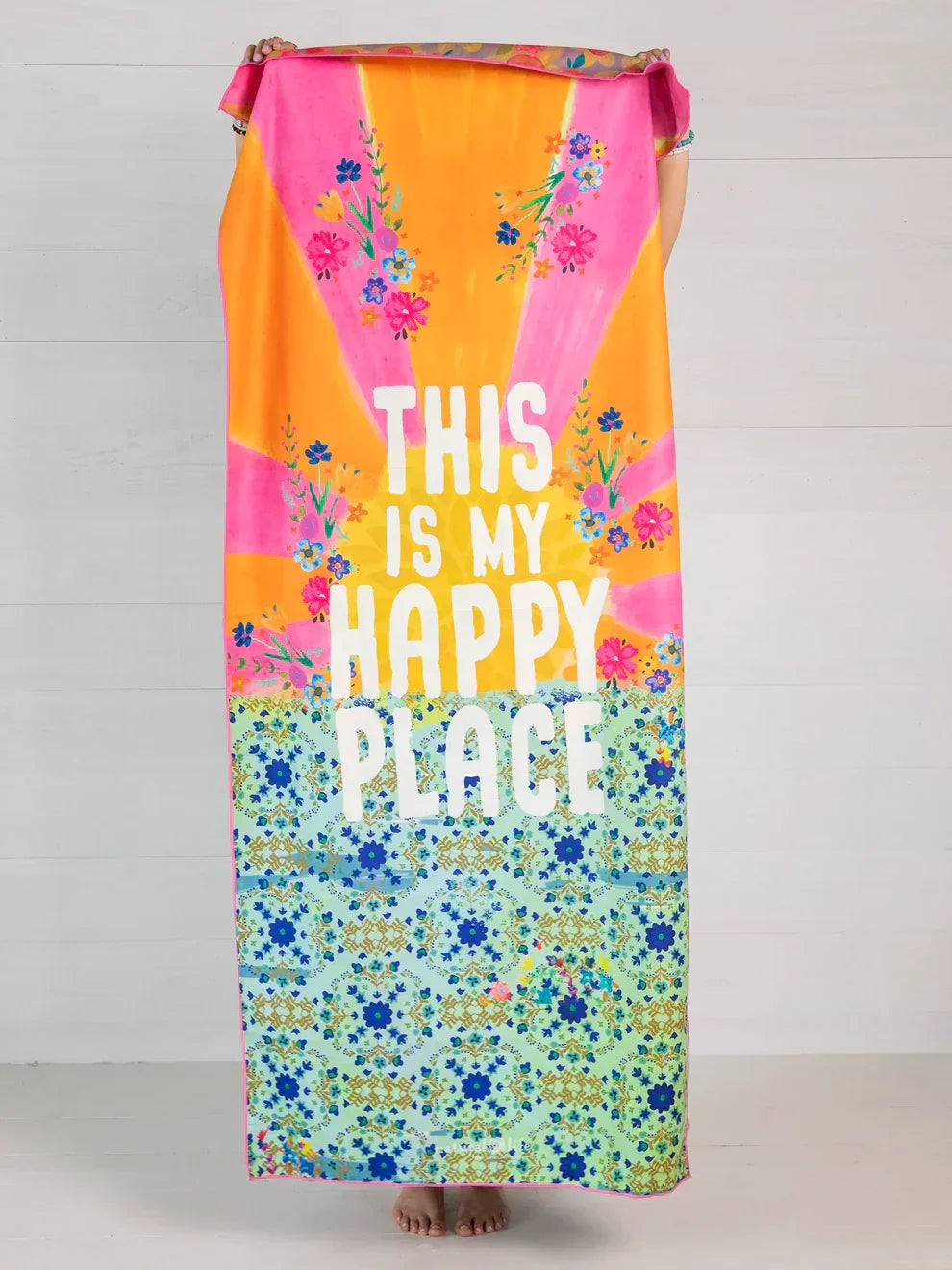 Colorful beach towel from DOUBLE-SIDED MICROFIBER YOGA OR BEACH TOWEL - HAPPY PLACE