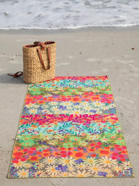 Colorful floral beach towel from DOUBLE-SIDED MICROFIBER YOGA OR BEACH TOWEL - HAPPY PLACE