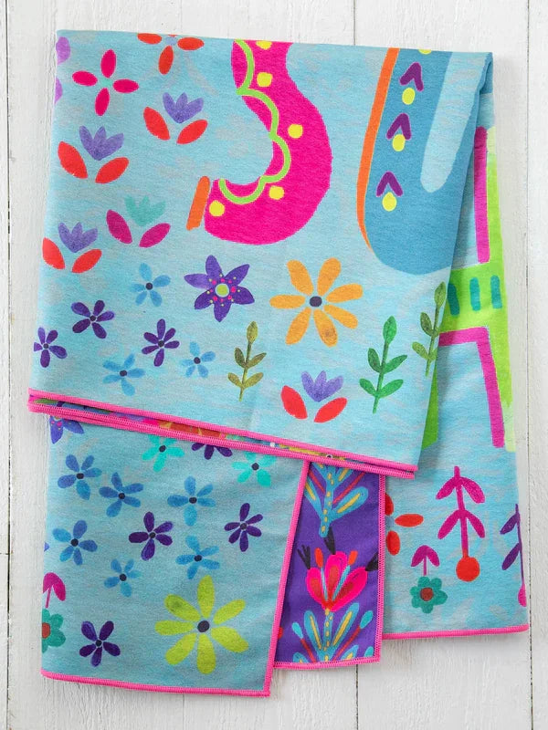 Colorful floral patterned microfiber yoga towel from Hello Sunshine for Jacksonville Beach