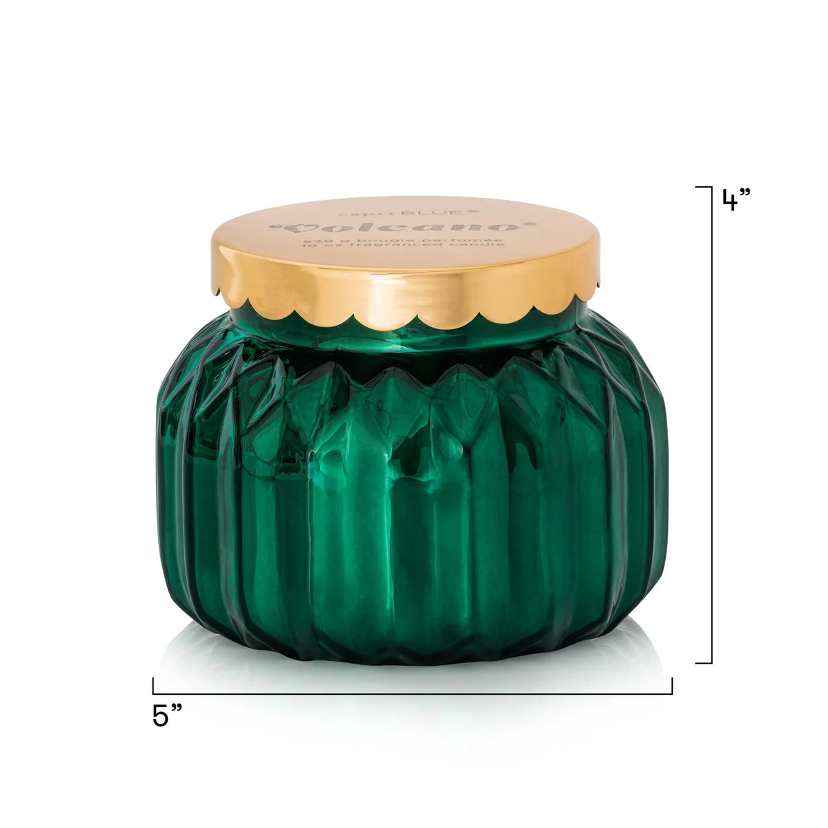 Emerald green glass candle jar with gold lid for Capri Blue Signature Royal Gem Volcano