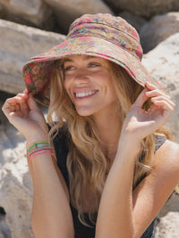 Floral patterned sun hat from SUNNY DAY BUCKET HAT, ideal for women’s boho chic clothing