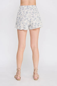 SeaShell Printed Linen Elastic Tie Waist Shorts for a stylish summer look