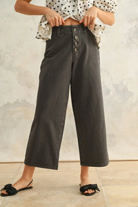 Gray high waisted baggy wide leg pants displayed in HIGH WAISTED BAGGY WIDE LEG PANTS