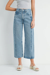 Light wash wide-leg jeans from HIGH RISE BARREL DENIM JEAN TWIST, shop Daisy for boho chic
