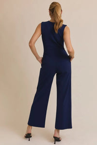 Navy sleeveless wide-leg jumpsuit from Shop Daisy, perfect for women’s boho chic clothing