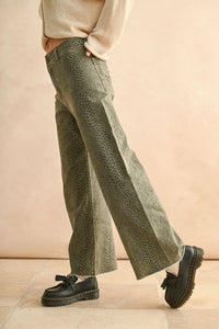 Olive green leopard print pants for women, stylish snakeskin pants, SNAKE PRINT PANTS