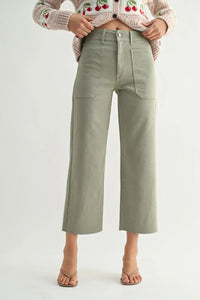 Olive green high-rise wide leg denim pants from NAUTICAL collection