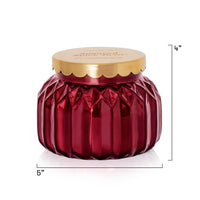 Red textured glass CAPRI BLUE signature royal gem sugared spice twist candle with gold lid