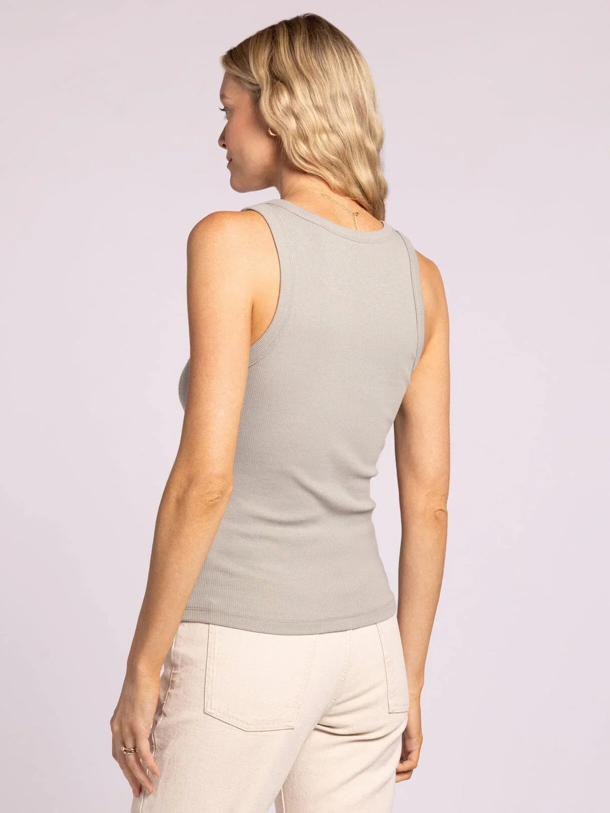 Sleeveless ribbed knit top featured in Edlin Basic Tank for versatile style and comfort