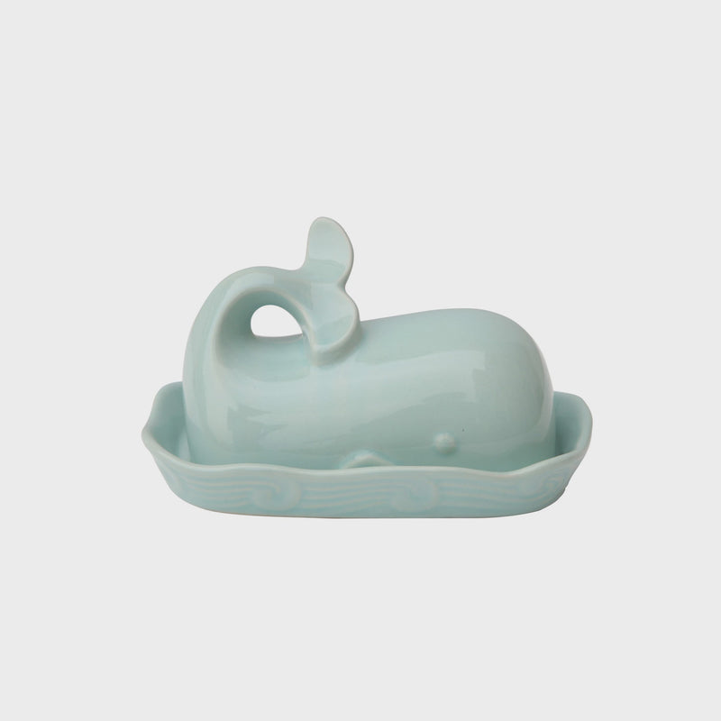 STONEWARE BUTTER DISH WHALE - MICROWAVE DISHWASHER & OVEN
