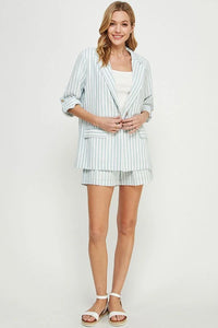 Linen striped blazer and shorts set from Shop Daisy women’s boho chic clothing