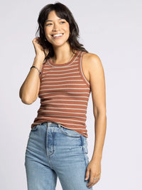 Striped brown Edlin Basic Tank top for casual wear and comfortable style