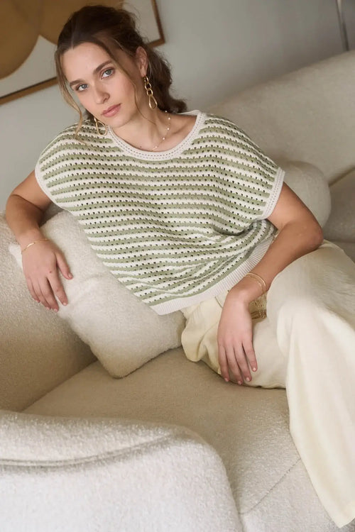Womenās boho chic clothing striped knit top from Shop Daisy in womens boho clothes collection