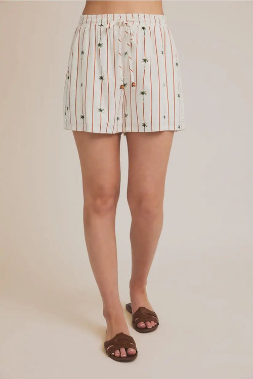 Striped palm tree print linen shorts from PALM TREES LINEN SHORTS collection