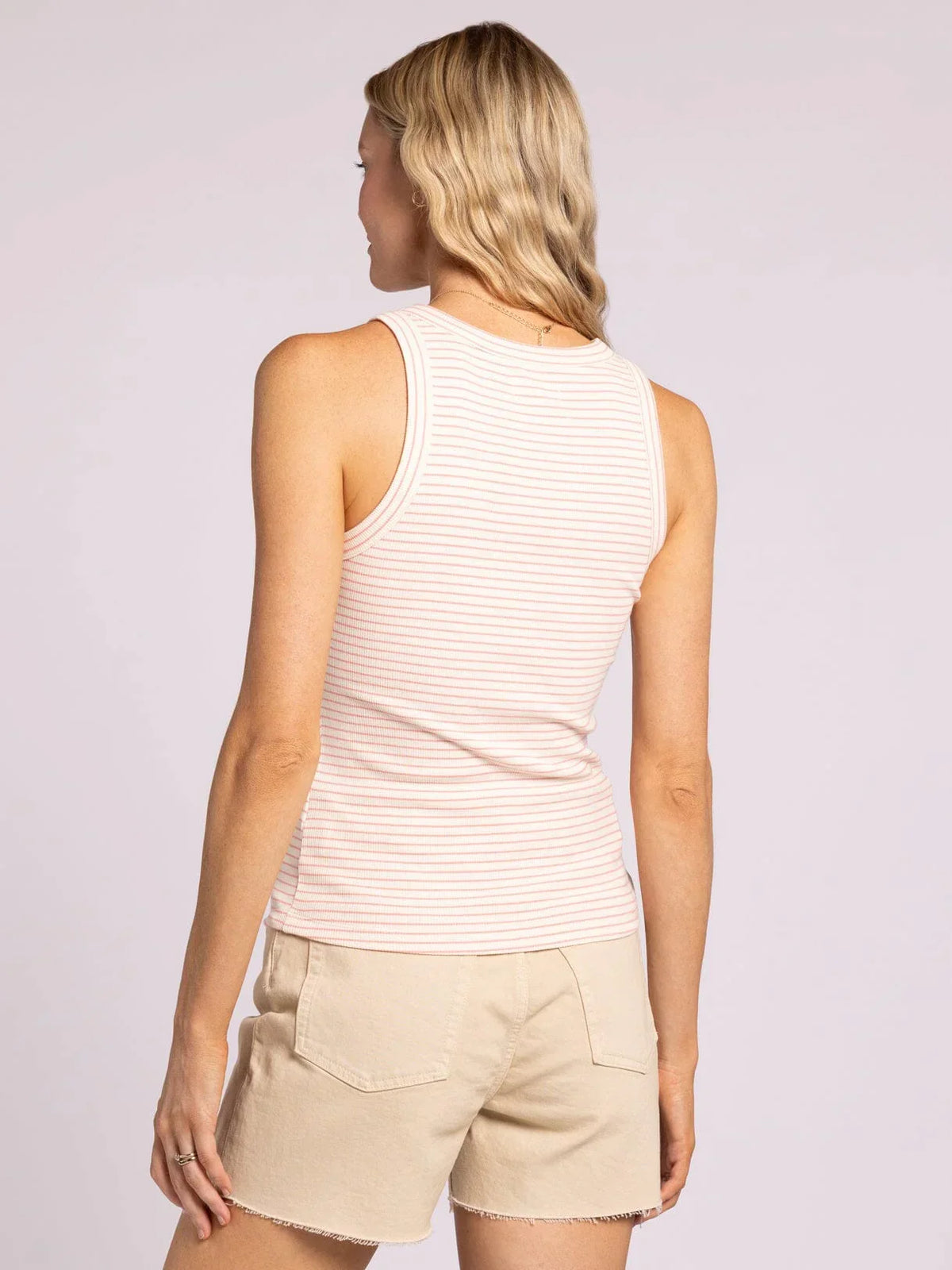 Striped tank top showcasing the Edlin Basic Tank for casual summer wear