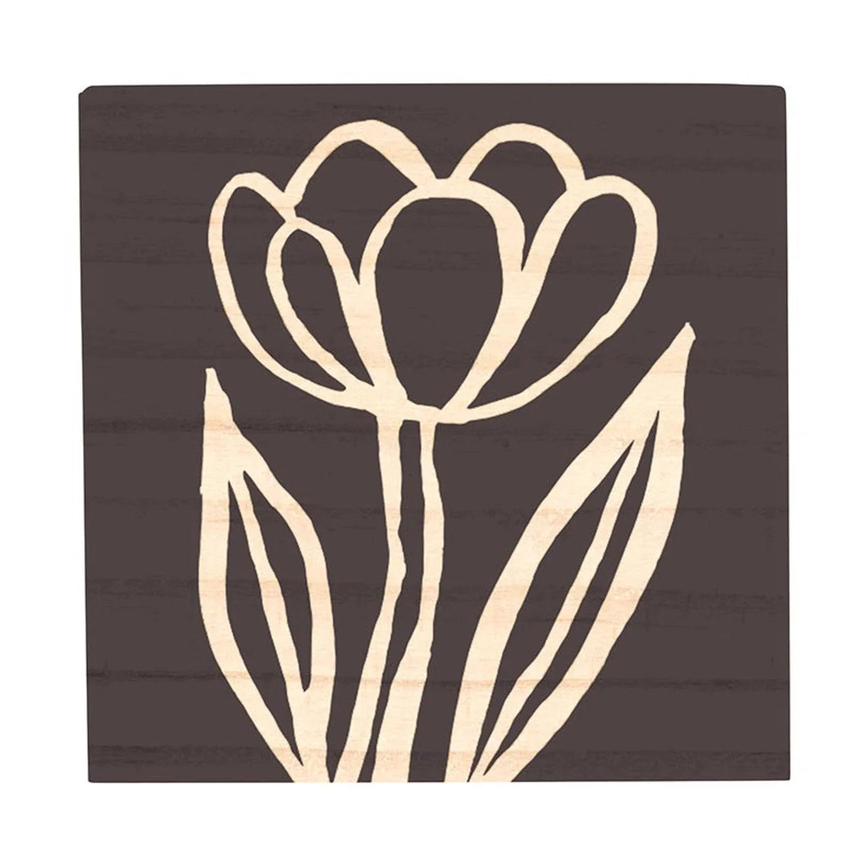 Stylized tulip design on wood for TREASURE BOX EARRINGS GOLDEN SHADOW box earrings