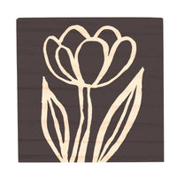 Stylized tulip design on wood for TREASURE BOX EARRINGS GOLDEN SHADOW box earrings