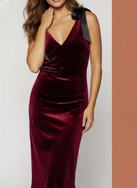 Lost + Wander Adorned Virtue Velvet burgundy dress with black bow