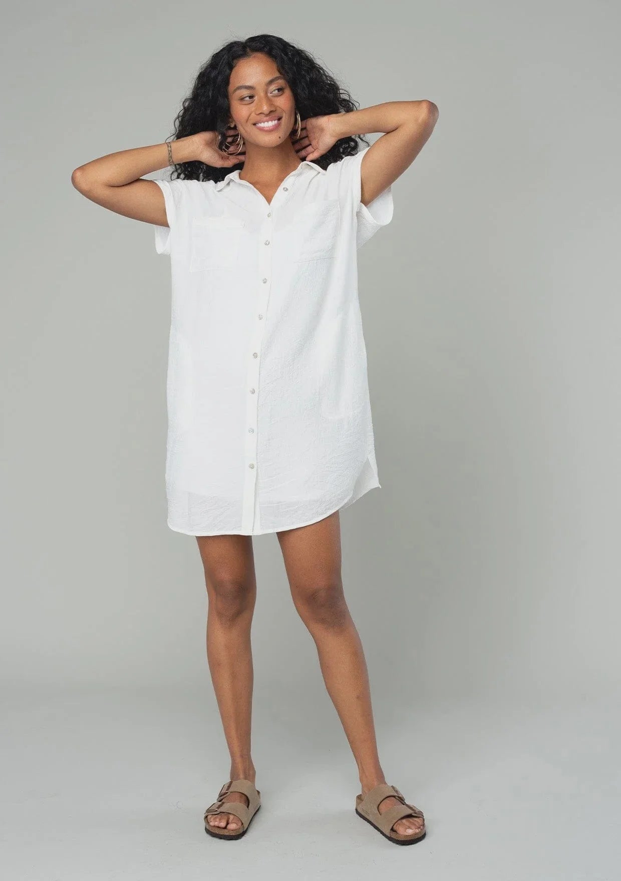 Boho Short Sleeve Button Down Mini Shirt Dress – Shop Daisy Lane