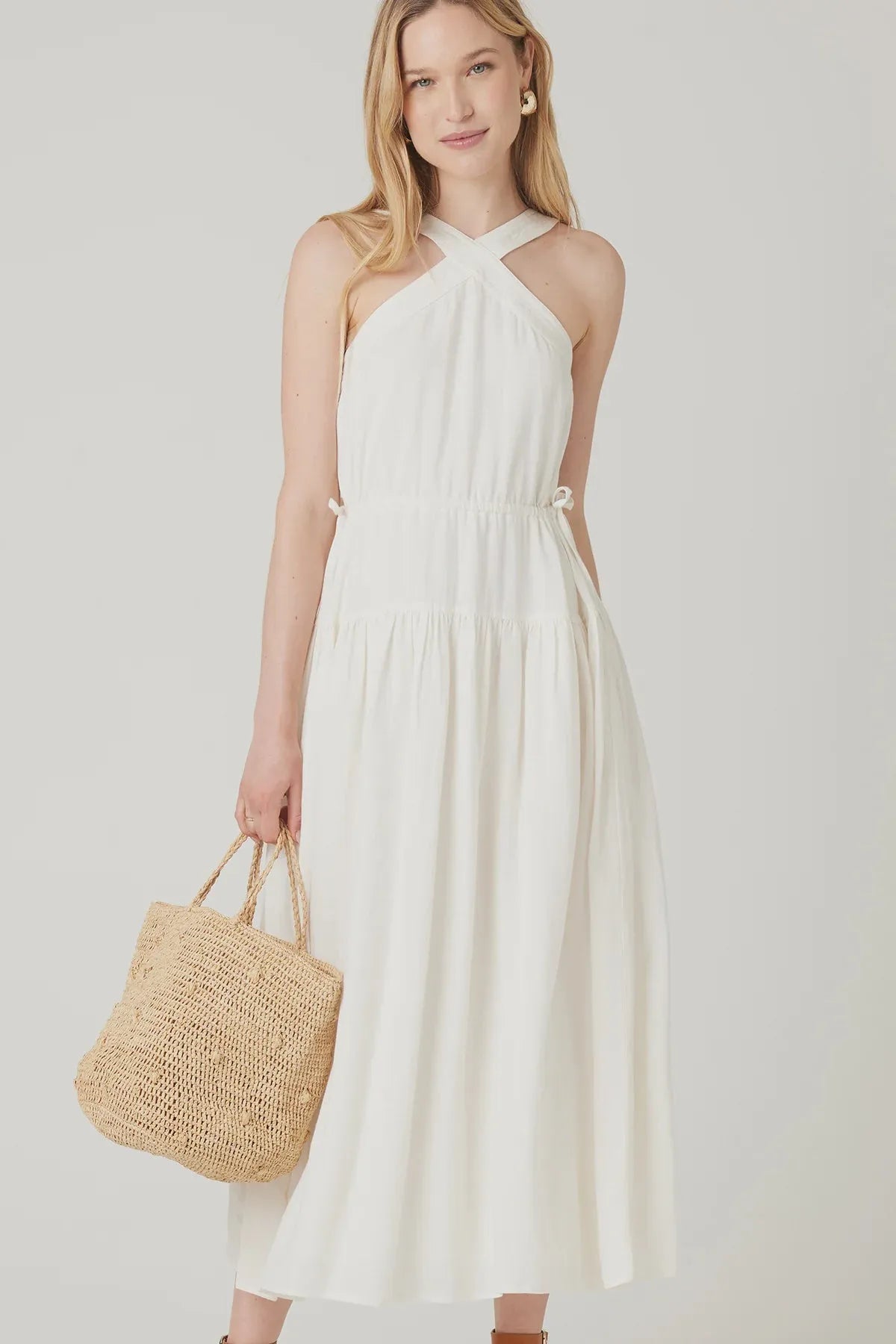 Lisbon Midi Dress: Boho-chic, Eco-friendly Style IVORY / MEDIUM