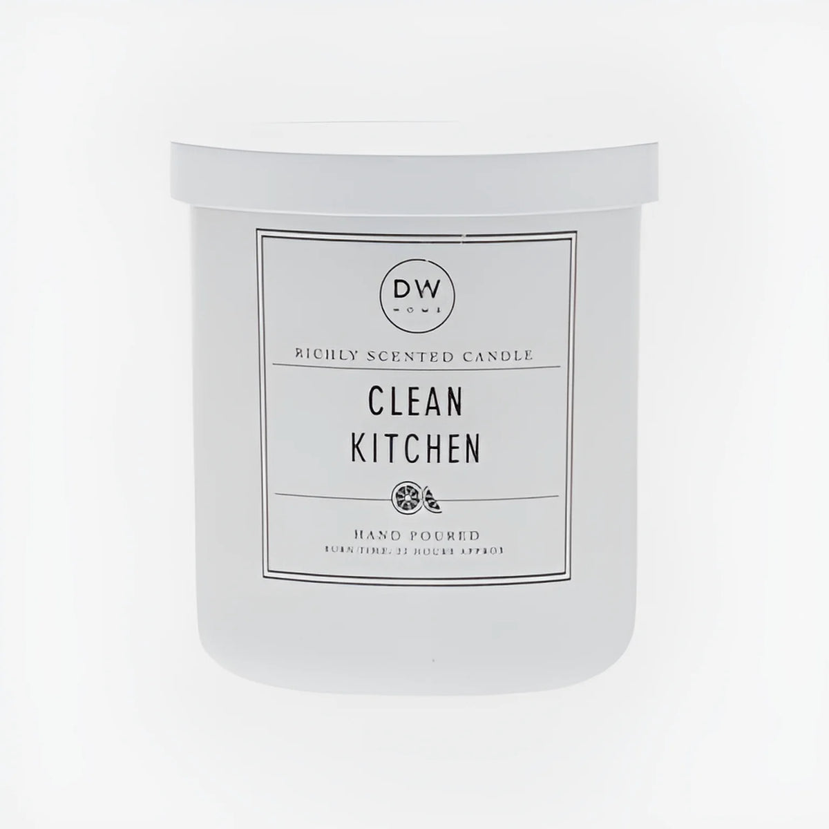 White Clean Kitchen Candle in a glass jar, perfect for a boho, free spirit home