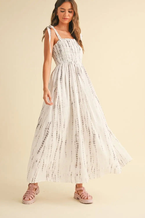 White tie-strap maxi dress from shop Daisy, perfect for womenās boho chic clothing