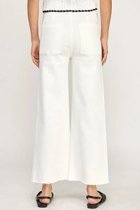 White wide-leg HIGH-WAISTED STRAIGHT PANTS JEANS featuring back patch pockets