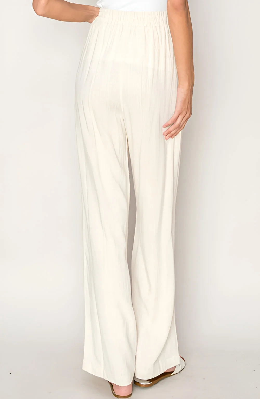 Woven Textured Wide Leg Pants in white, perfect for chic and comfortable styling