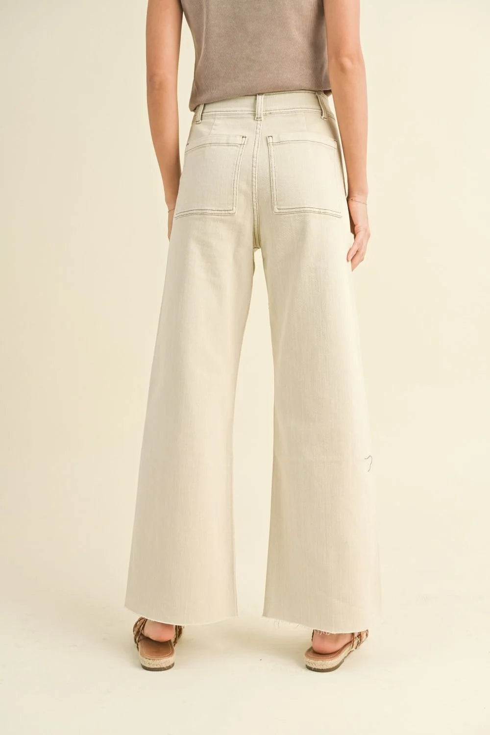 Stylish wide leg denim pants with front pockets from Daisy Lane, perfect for a casual look
