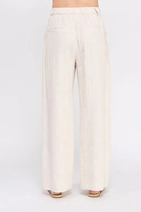 Wide-legged beige trousers from TEXTURED WIDE LEG PANTS BACK ELASTIC WAIST collection