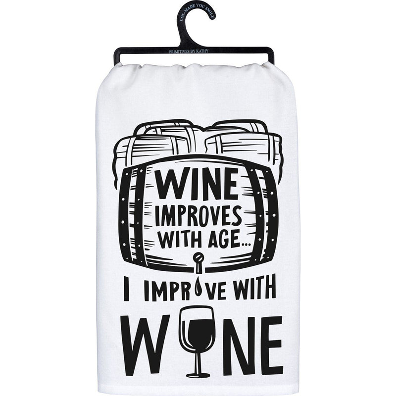 Wine Improves with Age Dish Towel - Kitchen & Bar Towels