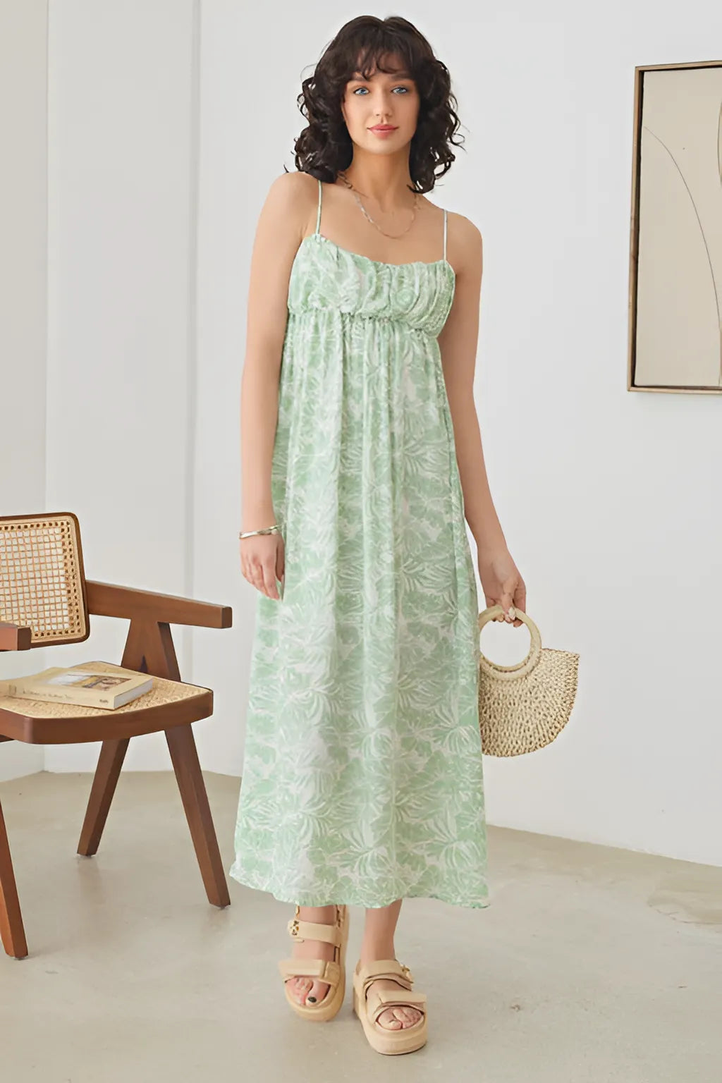 Tropical Print Sleeveless Shirring Maxi Dress – Shop Daisy Lane