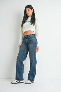 Women’s boho chic clothing featuring straight leg denim jeans from Shop Daisy