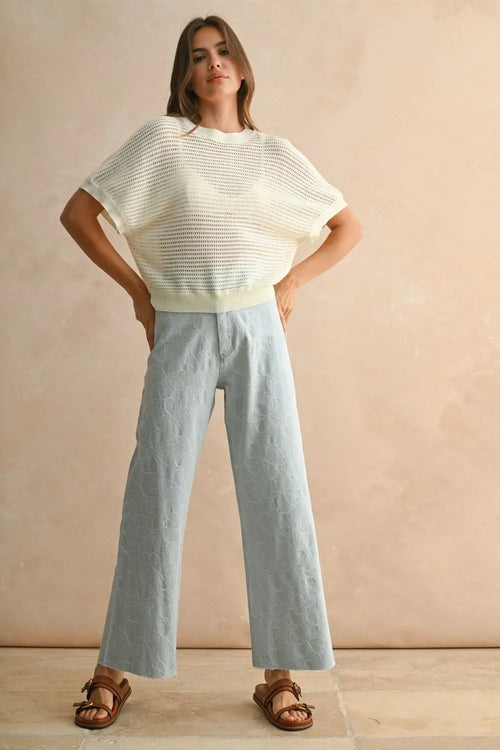 Womenās boho chic clothing featuring the knitted surplice back detail top from Shop Daisy