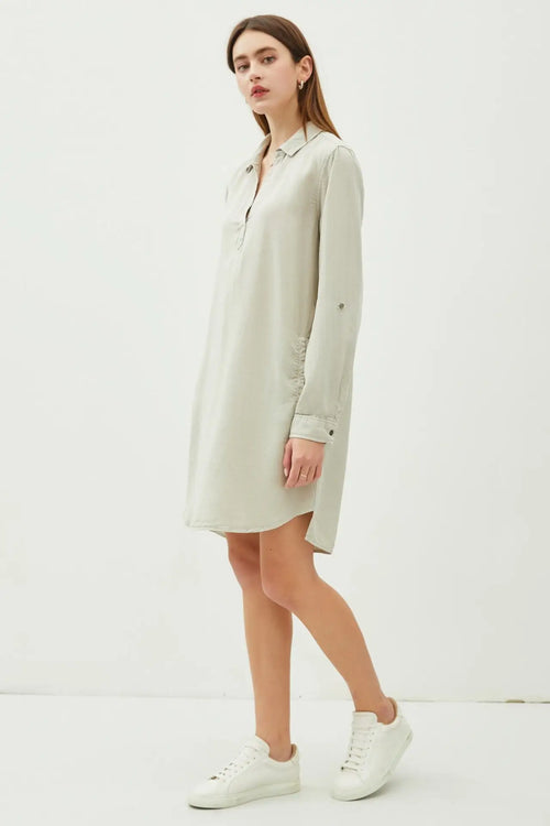 Womanās long-sleeved TENCEL dress from Shop Daisy perfect for womenās boho chic clothing
