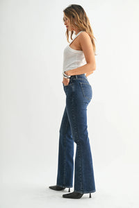 Women’s dark wash flare jeans from LOW RISE VINTAGE SLIM BOOTCUT DENIM collection