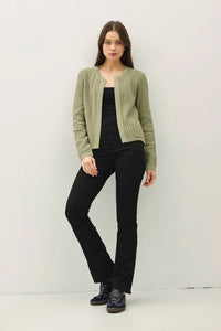 Women’s light green chunky knit open front cardigan from Chunky Knit Open collection