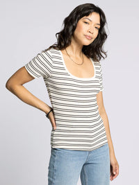 Women’s short-sleeve square-neck striped katara tee by THREAD AND SUPPLY