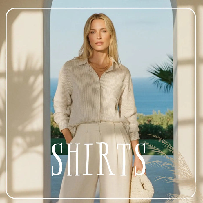 White button-down shirt styled casually for a bohemian look in Shop All Button Down Shirts.