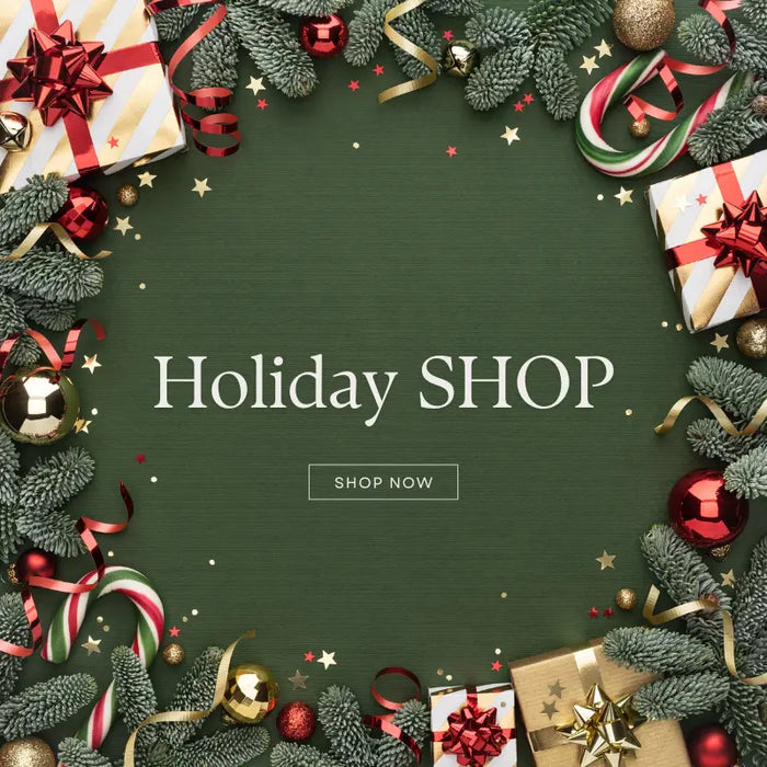 Festive pine cone wreath with ornaments and gifts in Christmas Holiday Shop