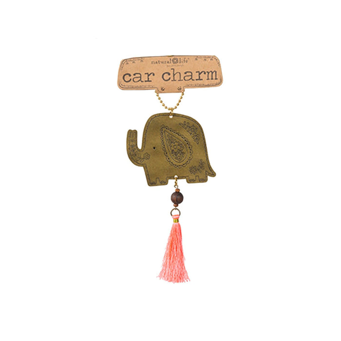 Elephant-shaped car charm with tassel, ideal for dream catchers and home decor.
