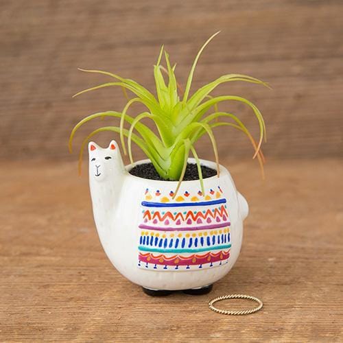 Decorative cat-shaped planter with faux succulents for stylish boho home decor.