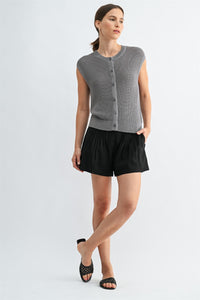 BUTTON DOWN VEST SWEATER TOP
