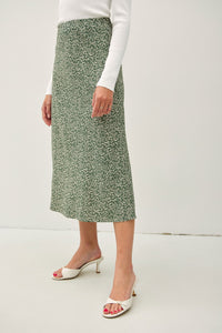 PRINT MIDI SKIRT WITH ELASTIC WAISTBAND
